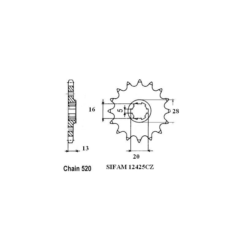 Pignon 12 Dents - Pas 520