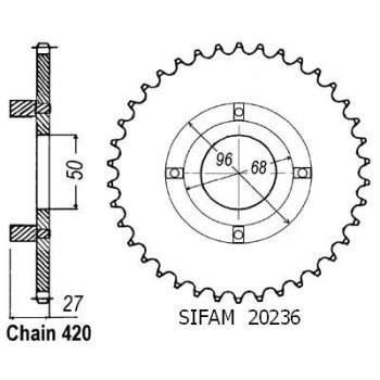 Couronne Acier 38 Dents - Pas 420 - Similaire JTR256