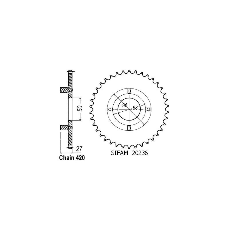 Couronne Acier 41 Dents - Pas 420 - Similaire JTR256