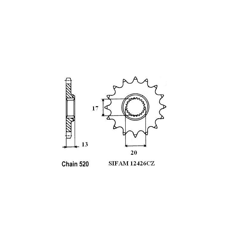 Pignon 12 Dents - Pas 520