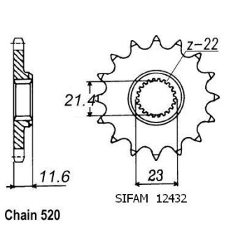 Pignon 12 Dents - Pas 520 - Similaire JTF583