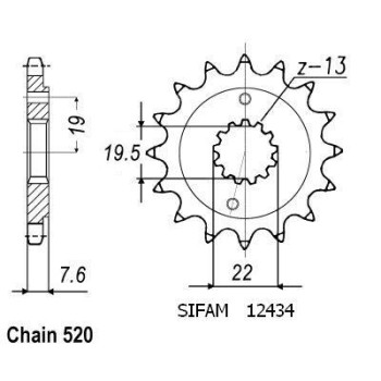 Pignon 13 Dents - Pas 520 - Similaire JTF1401