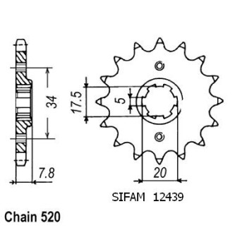 Pignon 14 Dents - Pas 520 - Similaire JTF2439