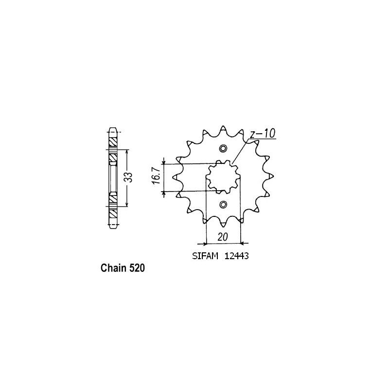 Pignon 15 Dents - Pas 520 - Similaire JTF430