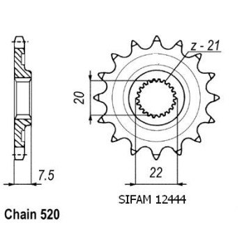 Pignon 14 Dents - Pas 520 - Similaire JTF1323