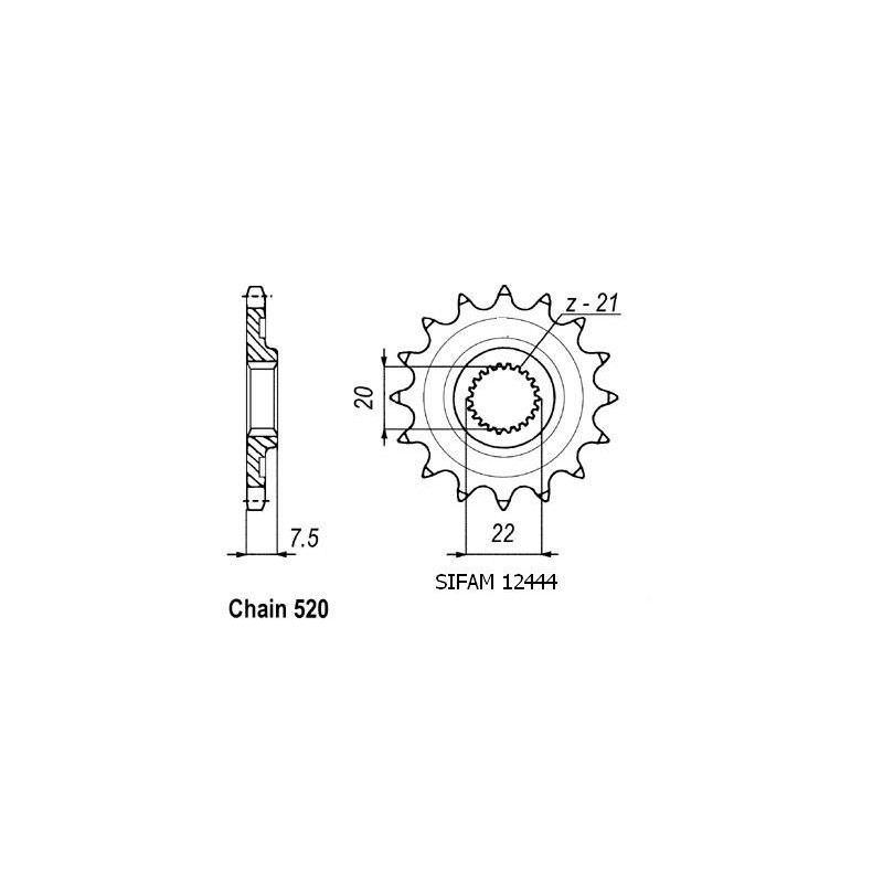Pignon 14 Dents - Pas 520 - Similaire JTF1323