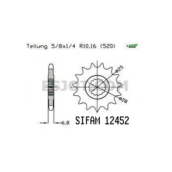 Pignon 13 Dents - Pas 520 - Similaire JTF1592