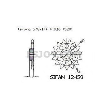 Pignon 15 Dents - Pas 520 - Similaire JTF707