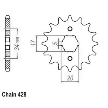 Pignon 15 Dents - Pas 428 - Similaire JTF1264