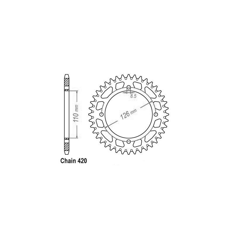 Couronne Alu. 46 Dents - Pas 420 - Similaire JTA1465