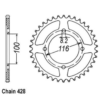 Couronne Acier 51 Dents - Pas 428 - Similaire JTR462