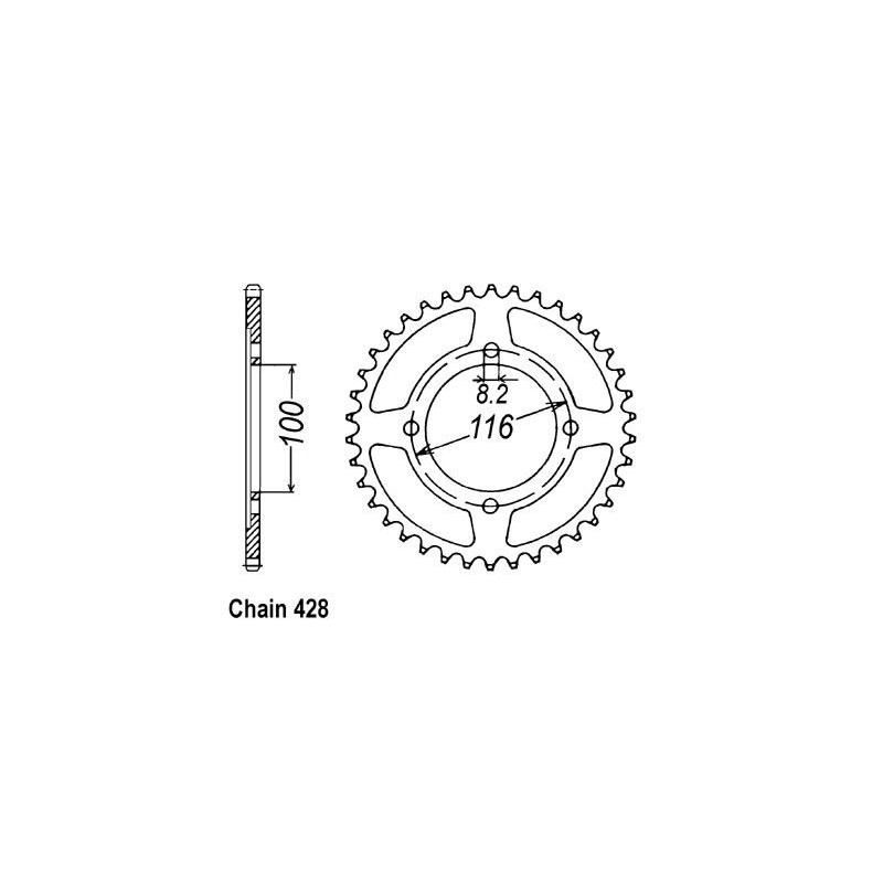 Couronne Acier 51 Dents - Pas 428 - Similaire JTR462
