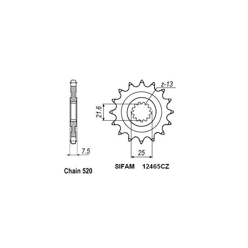 Pignon 15 Dents - Pas 520 - Similaire JTF1536