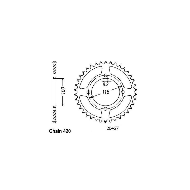 Couronne Alu. 54 Dents - Pas 420 - Similaire JTA461