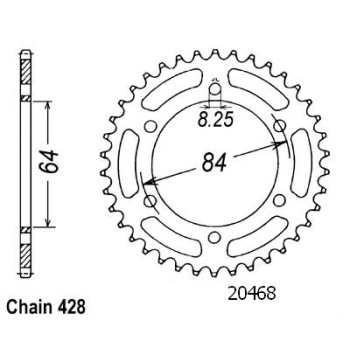 Couronne Acier 53 Dents - Pas 428 - Similaire JTR809