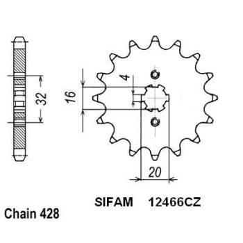 Pignon 15 Dents - Pas 428 - Similaire JTF1550