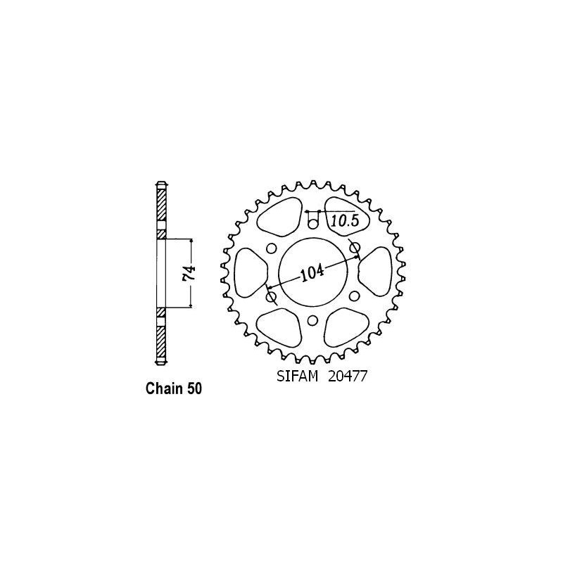 Couronne Acier 42 Dents - Pas 530 - Similaire JTR481