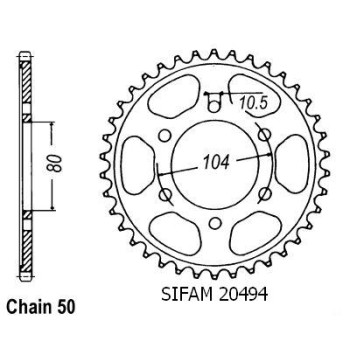 Couronne Acier 38 Dents - Pas 530 - Similaire JTR488
