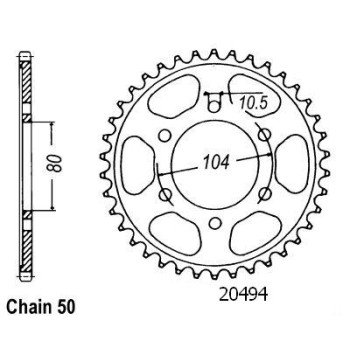 Couronne Acier 45 Dents - Pas 530 - Similaire JTR488