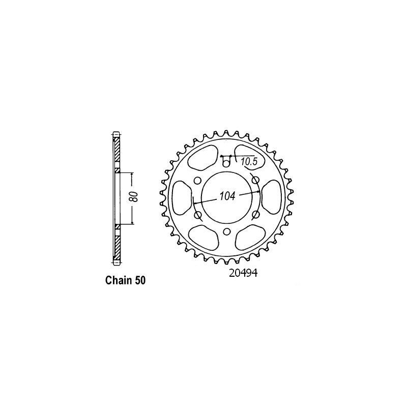 Couronne Acier 45 Dents - Pas 530 - Similaire JTR488