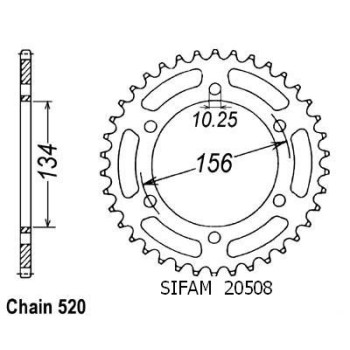 Couronne Acier 40 Dents - Pas 520 - Similaire JTR472