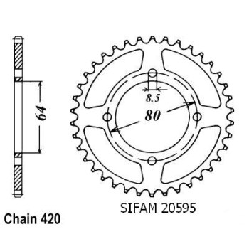 Couronne Acier 39 Dents - Pas 420 - Similaire JTR834