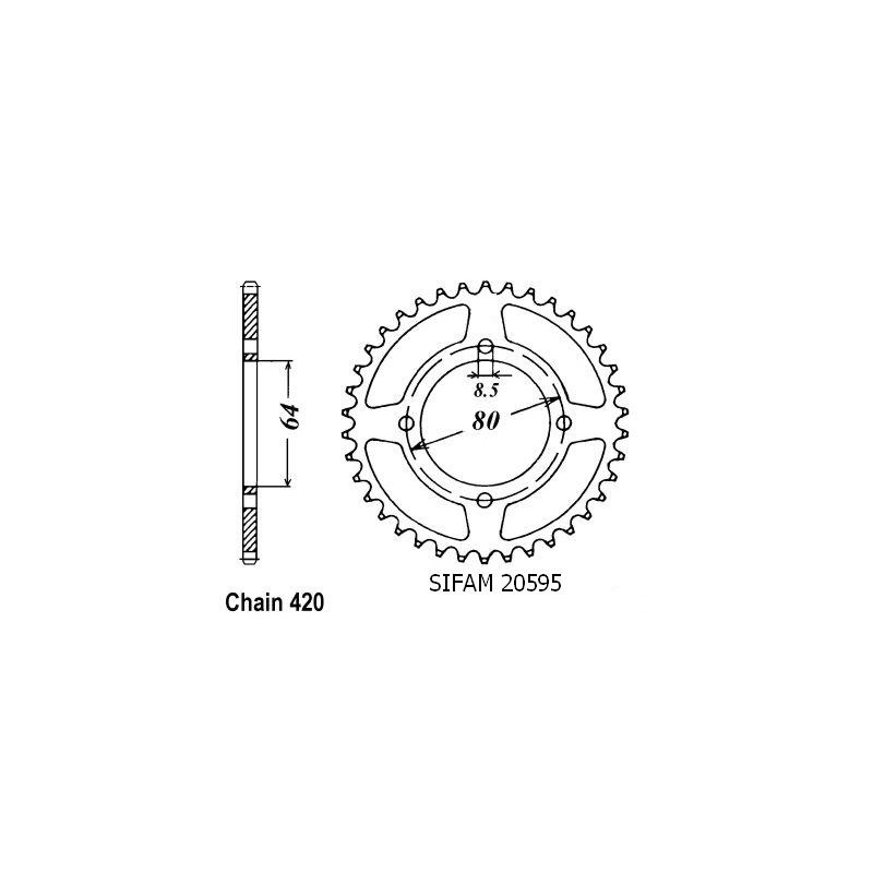 Couronne Acier 39 Dents - Pas 420 - Similaire JTR834