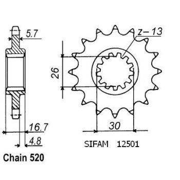 Pignon 15 Dents - Pas 520 - Similaire JTF1269