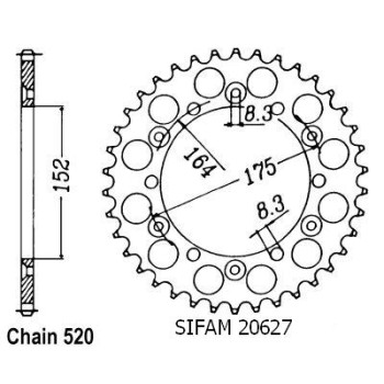 Couronne Alu. 49 Dents - Pas 520 - Similaire JTA853