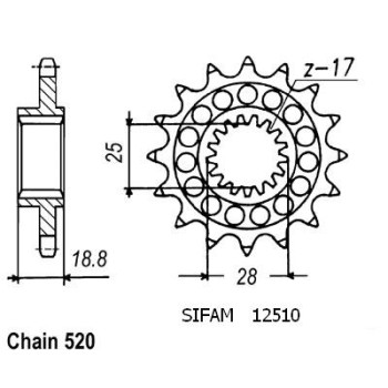 Pignon 15 Dents - Pas 520 - Similaire JTF705