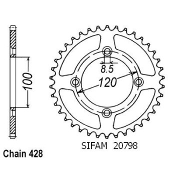 Couronne Acier 48 Dents - Pas 428 - Similaire JTR798
