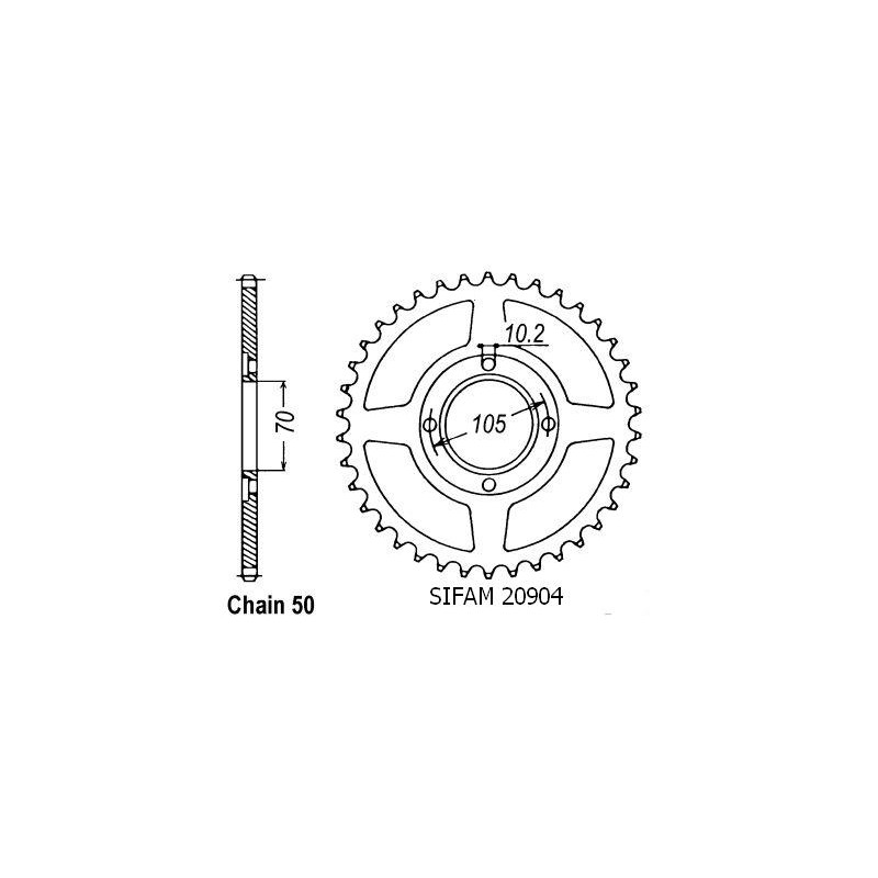 Couronne Acier 38 Dents - Pas 530 - Similaire JTR278