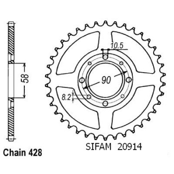 Couronne Acier 38 Dents - Pas 428 - Similaire JTR269