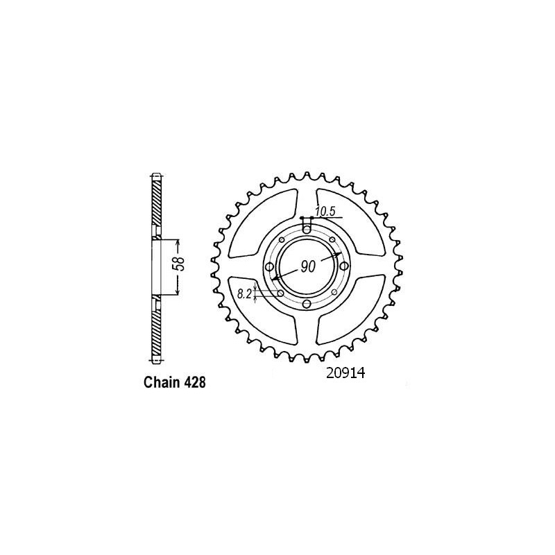 Couronne Acier 47 Dents - Pas 428 - Similaire JTR269