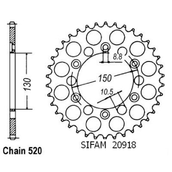 Couronne Acier 51 Dents - Pas 520 - Similaire JTR305