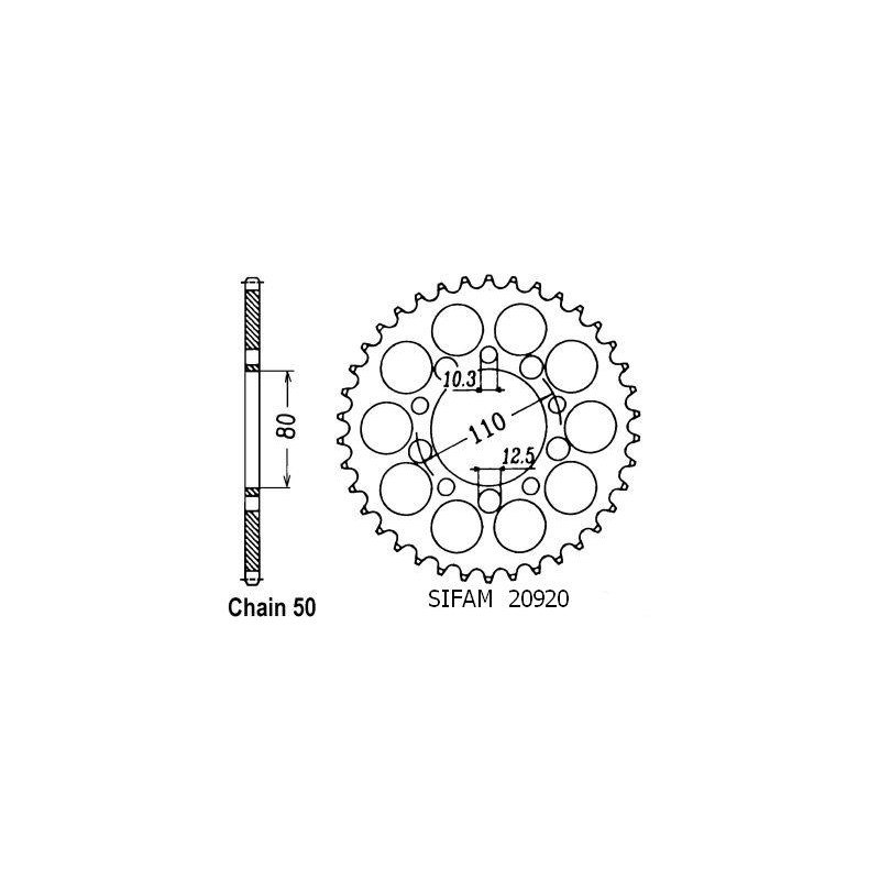 Couronne Acier 43 Dents - Pas 530 - Similaire JTR1334