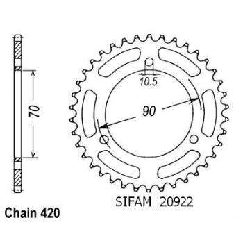 Couronne Acier 43 Dents - Pas 420 - Similaire JTR239