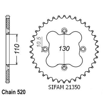 Couronne Acier 38 Dents - Pas 520 - Similaire JTR1350