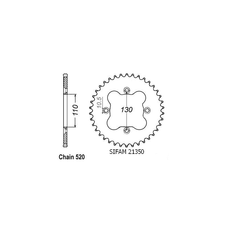 Couronne Acier 38 Dents - Pas 520 - Similaire JTR1350