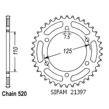 Couronne Acier 41 Dents - Pas 520 - Similaire JTR1397