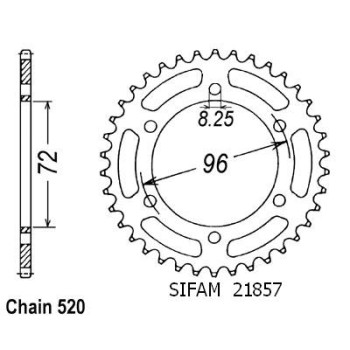 Couronne Acier 42 Dents - Pas 520 - Similaire JTR820