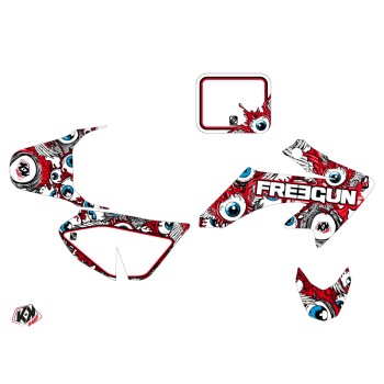 Kit Deco Moto Cross Freegun Eyed Honda 50 CRF Rouge Bleu