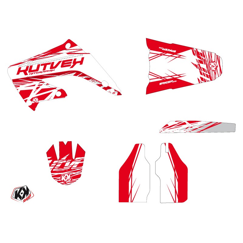 Kit Deco Moto Cross Eraser Honda 125 CR Blanc Rouge