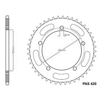 Couronne Acier 44 Dents - Pas 420 - Similaire JTR2068