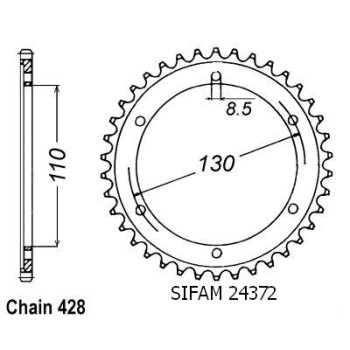 Couronne Acier 46 Dents - Pas 428 - Similaire JTR1870
