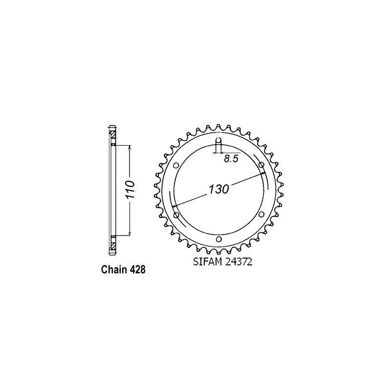 Couronne Acier 46 Dents - Pas 428 - Similaire JTR1870
