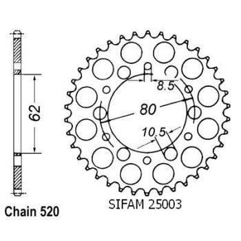 Couronne Acier 45 Dents - Pas 520 - Similaire JTR845