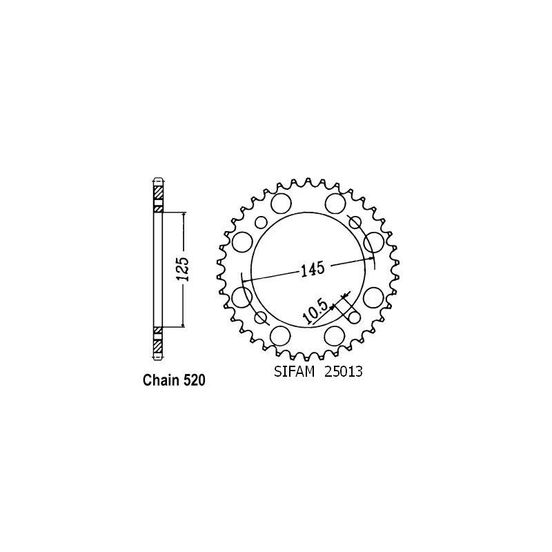 Couronne Acier 41 Dents - Pas 520 - Similaire JTR857