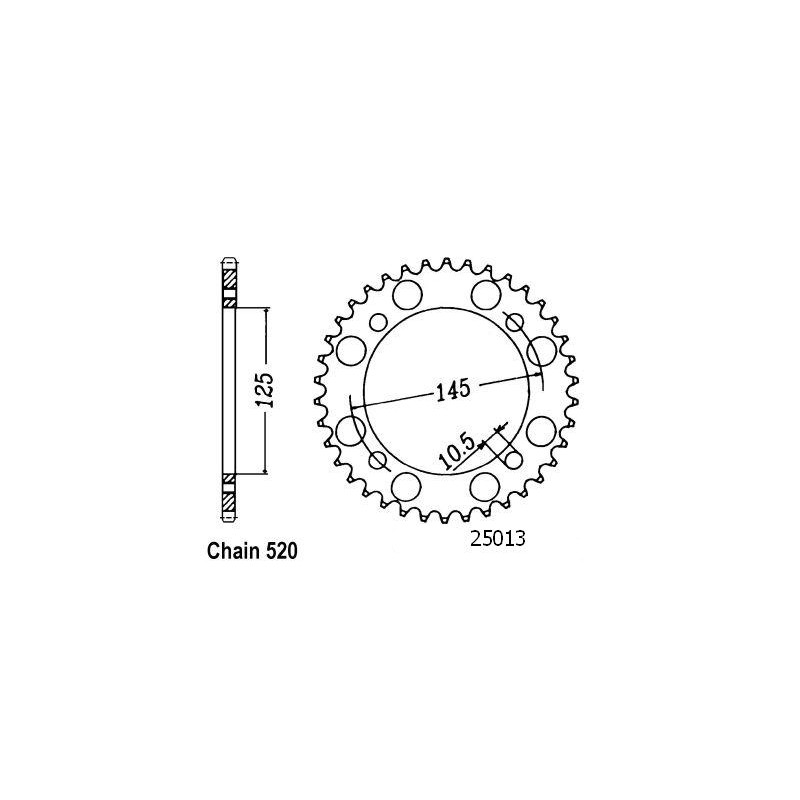 Couronne Acier 47 Dents - Pas 520 - Similaire JTR857