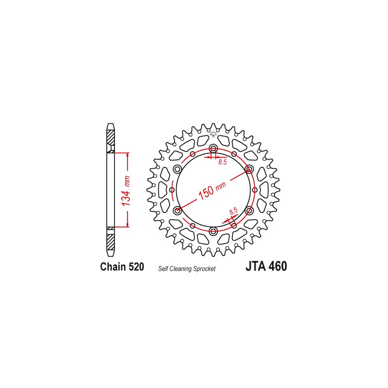 Couronne Alu. 49 Dents - Pas 520 - Similaire JTA460